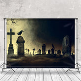 Aperturee - Gloomy Horror Cemetery Crow Halloween Backdrop